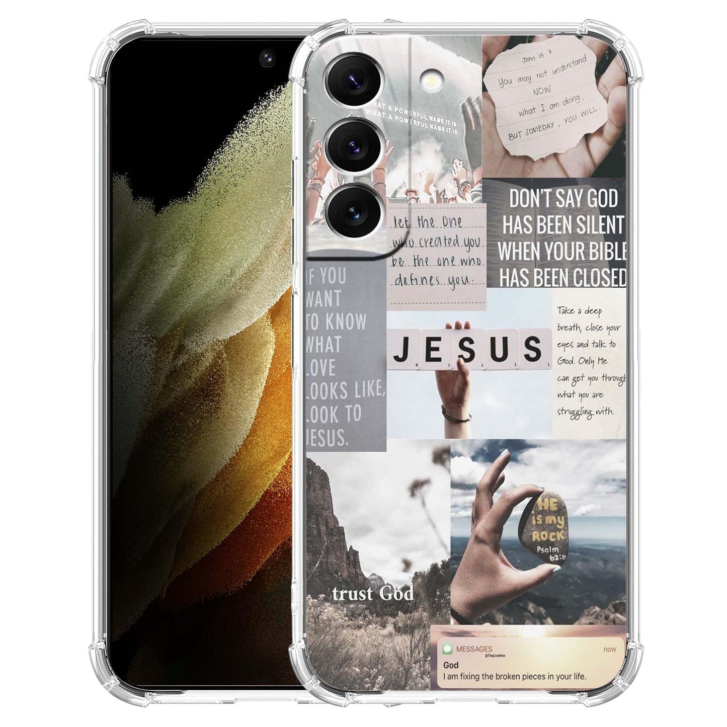 AOSSXIN Jesus Quotes Case for Samsung Galaxy S21Christian Bible Verse Pattern Case for Men WomenCute Soft TPU Full Cover Case for Galaxy S21
