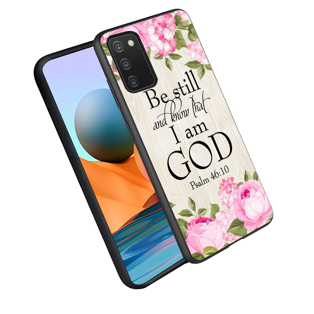 Samsung A02s Case Galaxy A02s Phone Case Liquid Silicone Shock-Proof Case with Soft Buffer Scratch-Resistant Case Suitable for Samsung Galaxy A02s 6.5 inch - Rose Quotes Bible Verse Psalm 46:10