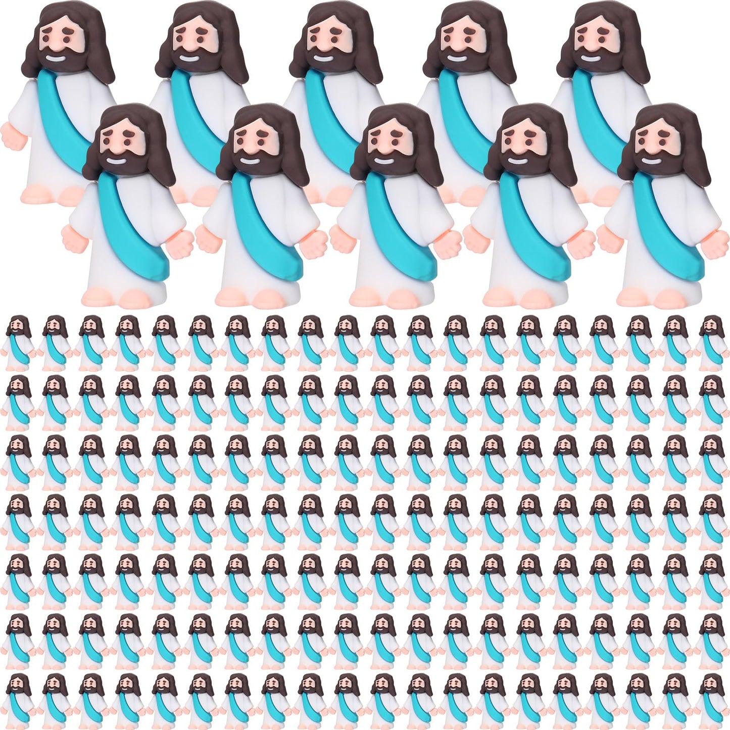 Barydat 300 Pack Mini Jesus Figures Bulk Little Jesus Figurines Jesus Toys Religious Party Favors Tiny Jesus Gifts Christ Savior for Church Hide Christmas Sunday School Baptism Gift Craft(Cyan-Blue)