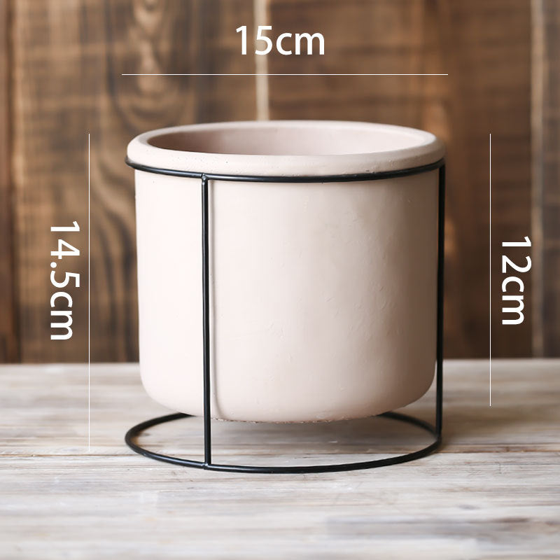 Creative Succulent Planter with Iron Stand Decor
