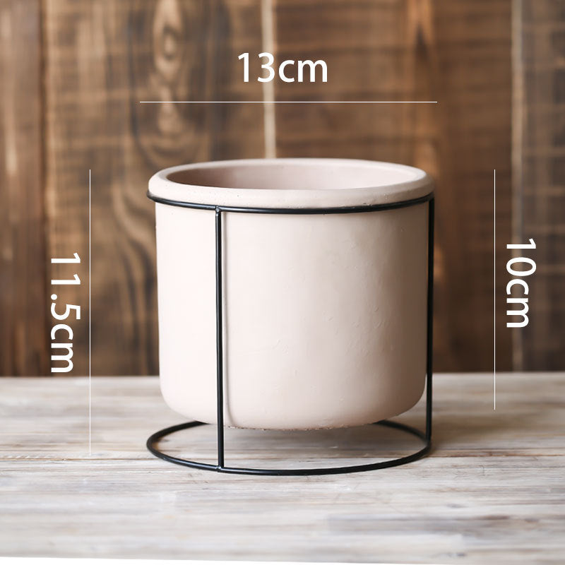 Creative Succulent Planter with Iron Stand Decor