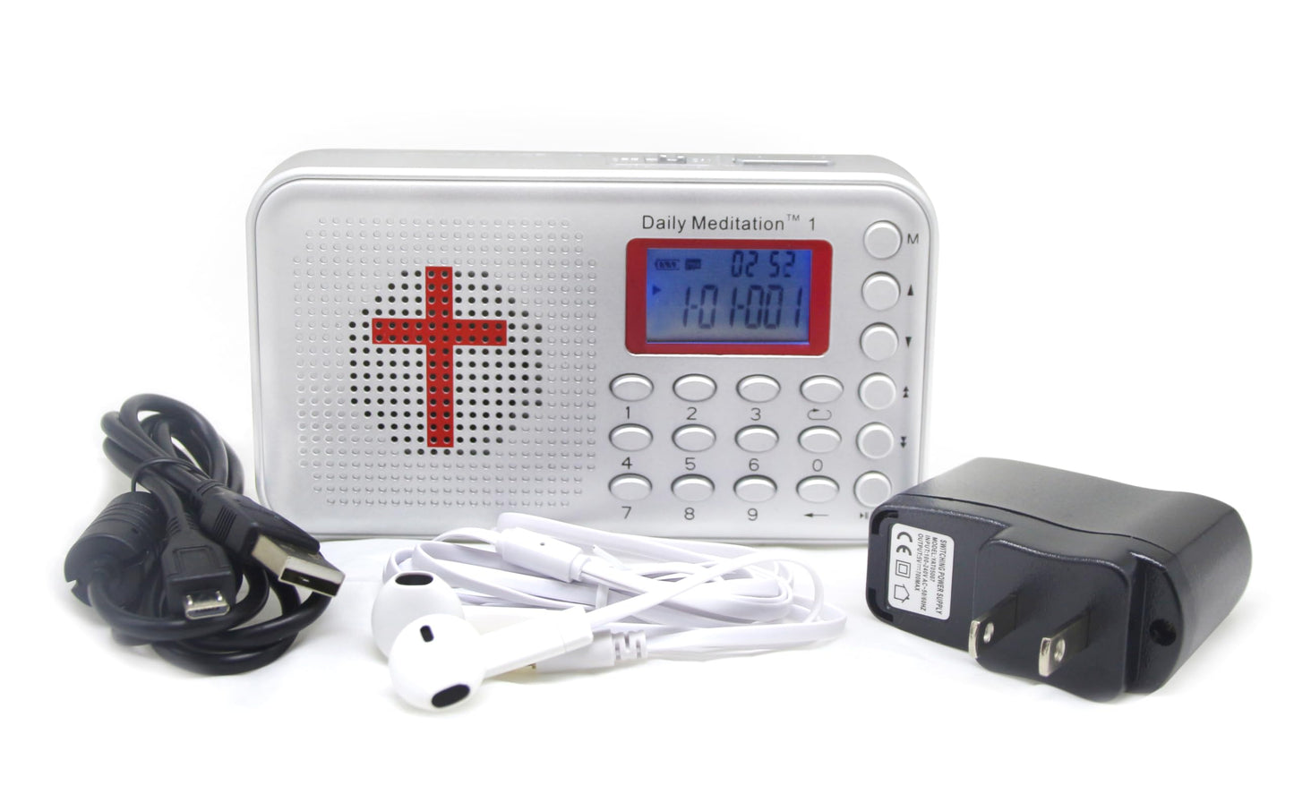 Daily Meditation 1 KJV Non Dramatized Audio Bible Player - King James Version Electronic Bible (with Rechargeable Battery Charger Ear Buds and Built-in Speaker)