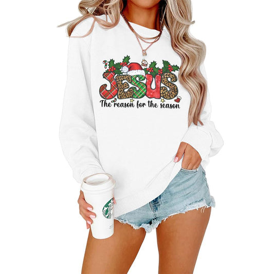 MOUSYA Jesus The Reason for The Season Shirt Women Christmas Sweatshirts Jesus Christmas Sweatshirt Holiday Graphic Shirts