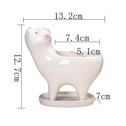 Cute Cartoon Cactus Cat Tail Ceramic Planter