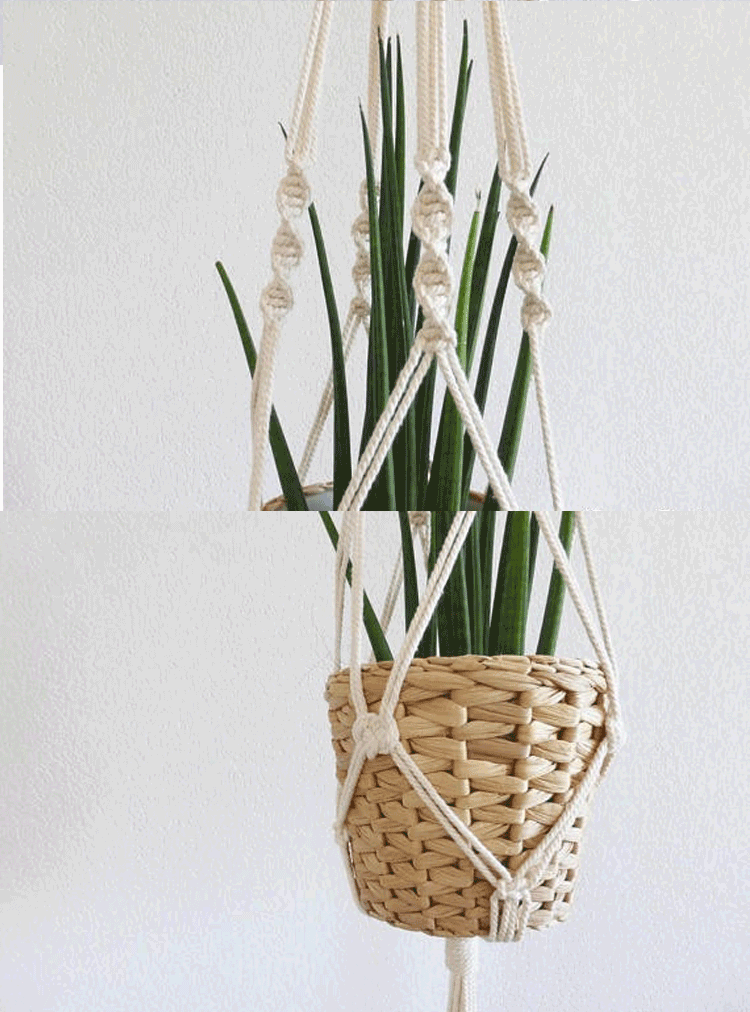 Nordic Handmade Woven Tapestry Hanging Basket Planter
