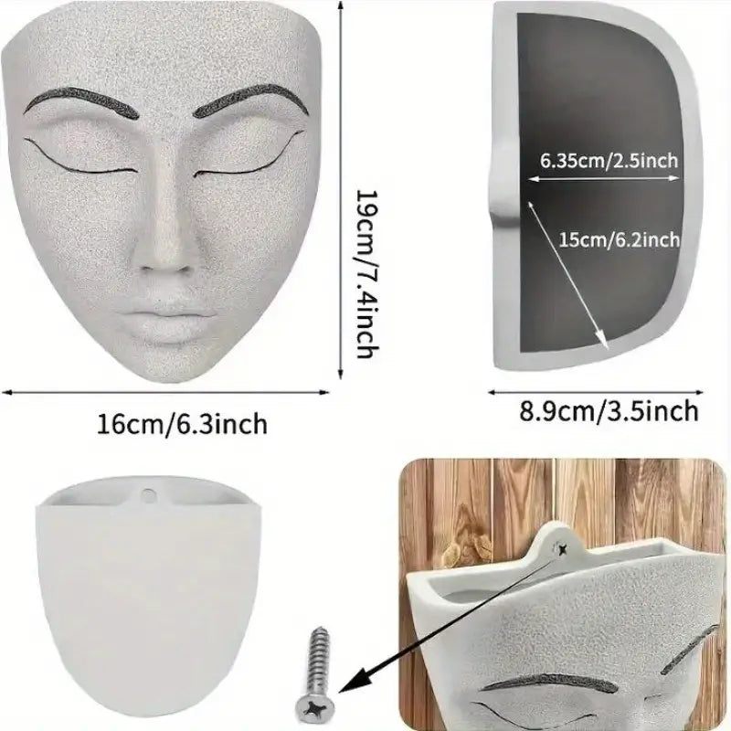 Resin Face Planter Pot for Indoor and Outdoor Decor