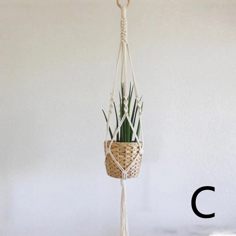 Nordic Handmade Woven Tapestry Hanging Basket Planter