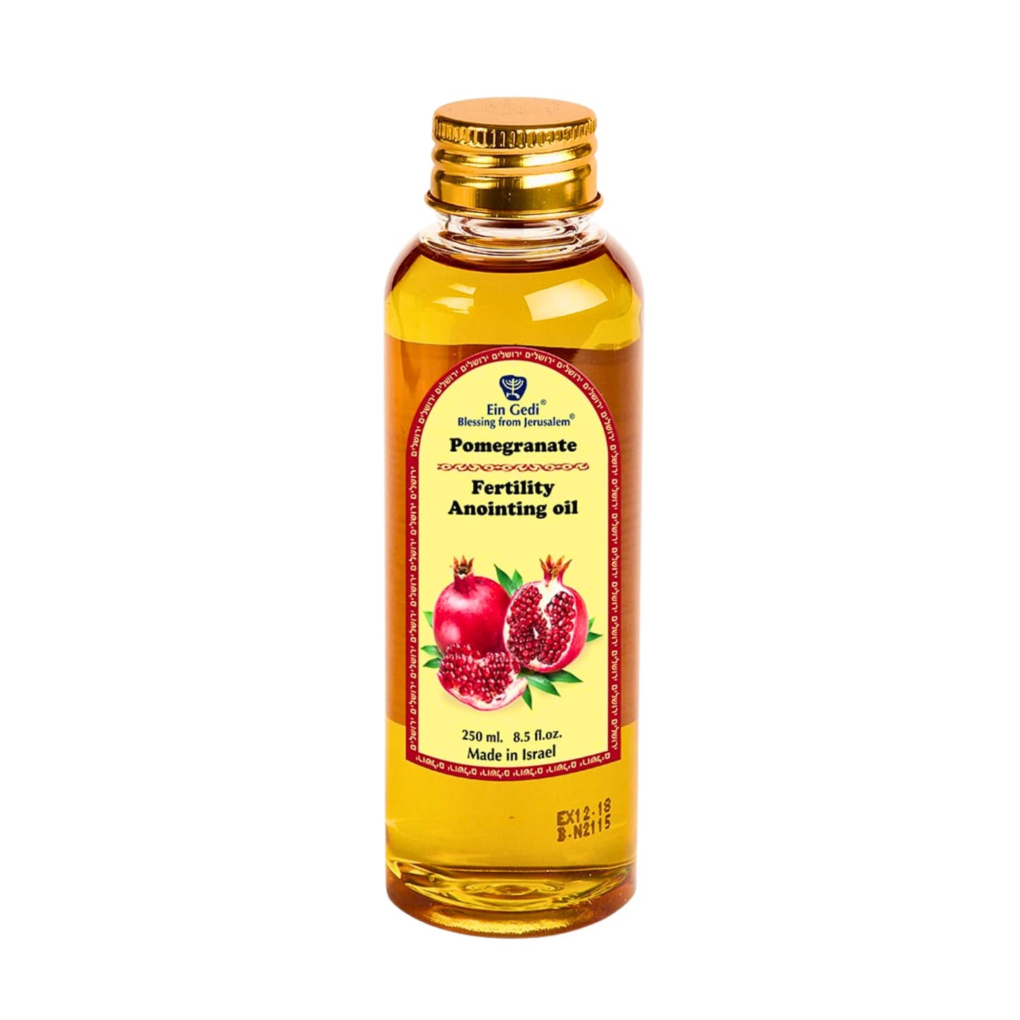 EIN GEDI Pomegranate Anointing Oil Made in Holy Land (250ml - 8.5 Oz) Anointing Oil for Prayers and Blessings Scented with Oils of The Bible. (250 Pomegranate)