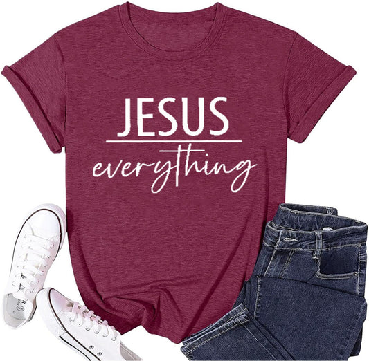 Christliche T-Shirts für Damen Vintage Bibelvers Buchstaben-Print Religiöse T-Shirts Jesus Kreuz-Print Christlicher Glaube Andächtige Kurzarm Kirche Geschenk Oberteile (Lila-M)