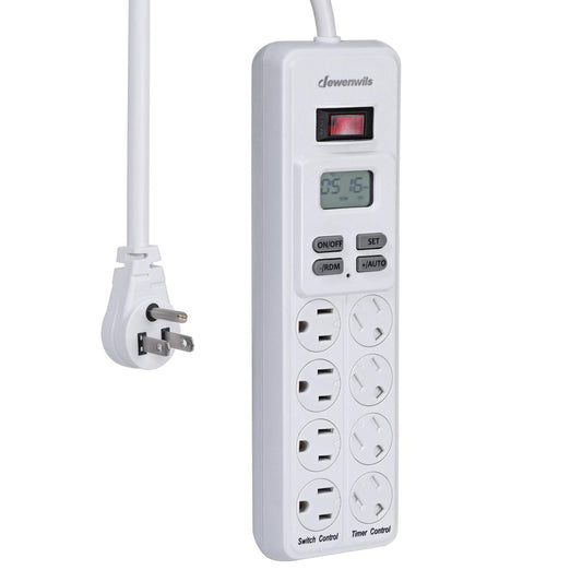 DEWENWILS 8-Outlet Power Strip with Timer (4 Timed/ 4 Always On) Digital Timer Outlet for Reptile Light Turtle Grow Light Indoor Bearded Dragon Tank Accessory Aquarium 6ft SJT Cord 15A UL Listed