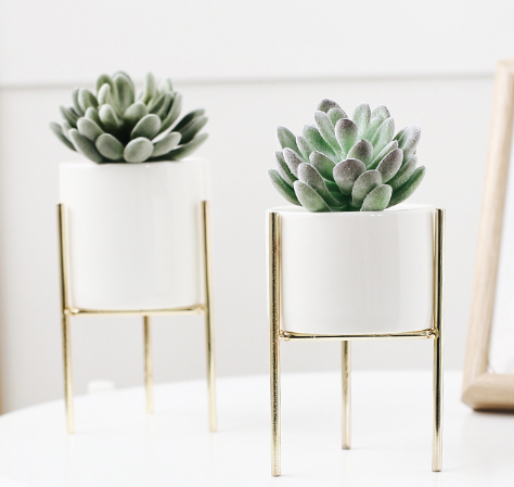 Nordic Style Ceramic and Iron Succulent Planter