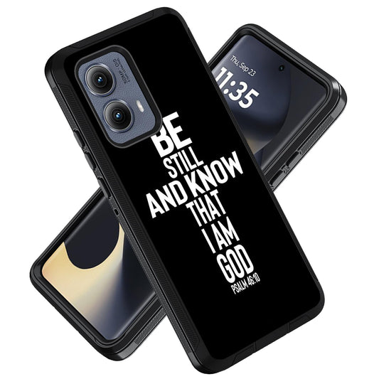 ZXHSBROK Designed for Moto Edge 5G 2024 Phone Case Military Grade Heavy Duty 3-Layer Shockproof Drop Protective Cover for Motorola Moto Edge 5G 2024 - Christian Cross Bible Verse Psalm 46:10