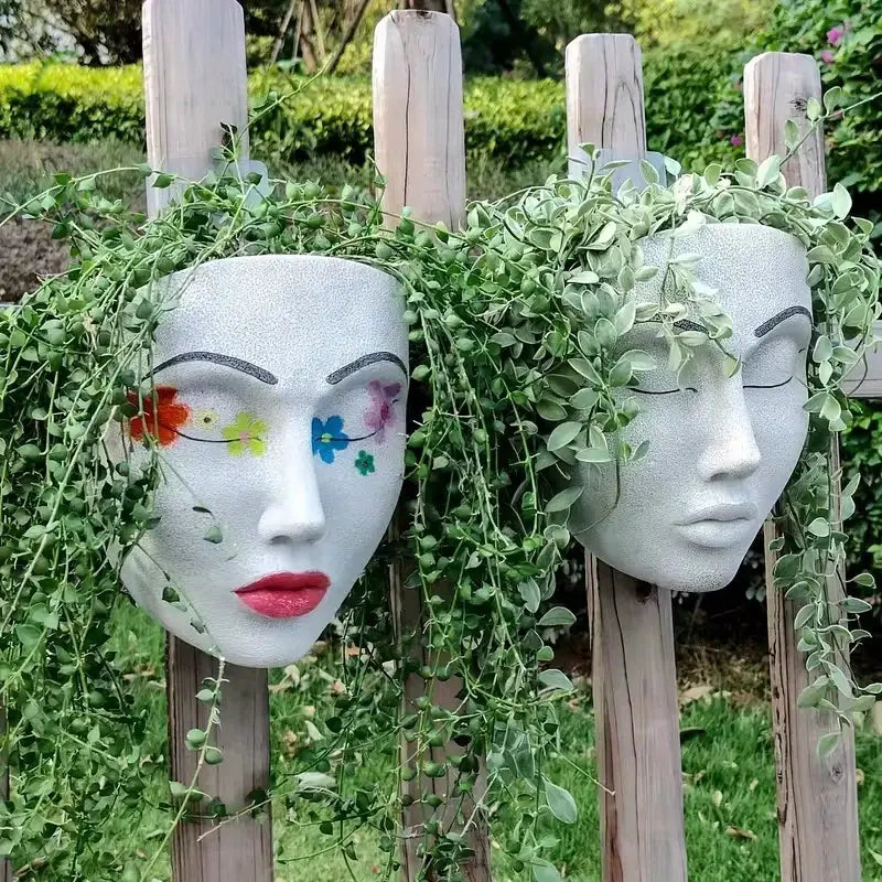 Resin Face Planter Pot for Indoor and Outdoor Decor