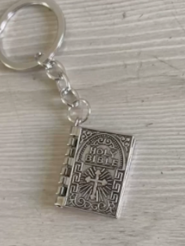 Mini Leather Bible Keychain with Cross Pendant