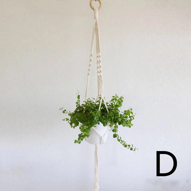 Nordic Handmade Woven Tapestry Hanging Basket Planter