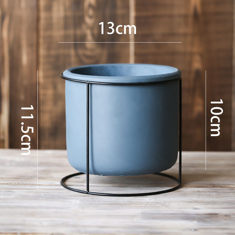 Creative Succulent Planter with Iron Stand Decor