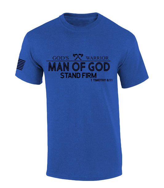 Trenz Shirt Company Gottes Krieger Mann Gottes Steh fest Bibelvers Herren christliches T-Shirt Jesus Kreuz Kurzarm T-Shirt Heather Royal Medium