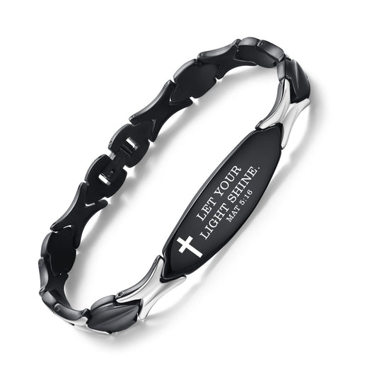 LinnaLove Religiöses Armband für Frauen Bibelvers Armbänder Inspirierender Glaube Christlicher Schmuck Geburtstagsgeschenke für Frauen (let Your Light Shine.-Schwarz)