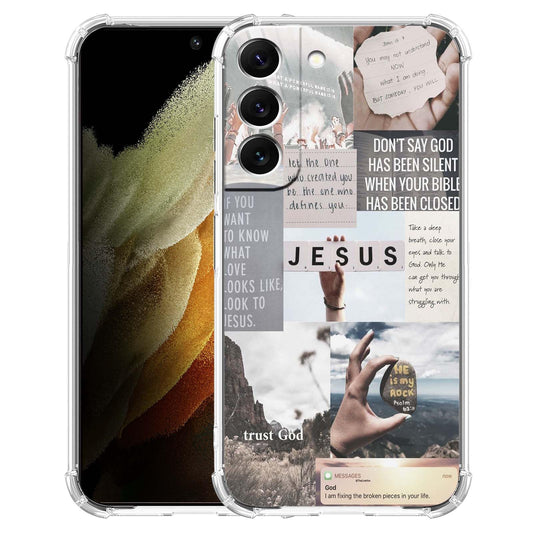 AOSSXIN Jesus Zitate Hülle für Samsung Galaxy S21Christliche Bibelvers Muster Hülle für Männer FrauenNiedliche weiche TPU Full Cover Hülle für Galaxy S21