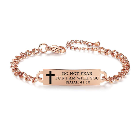AOAMID Bibelvers-Armband - Edelstahl-Schriftzitate, inspirierendes Armband, Glaube, christliches Armband für Frauen, Weihnachtsgeschenk für Frauen (IM1367RG-Do Not Fear)