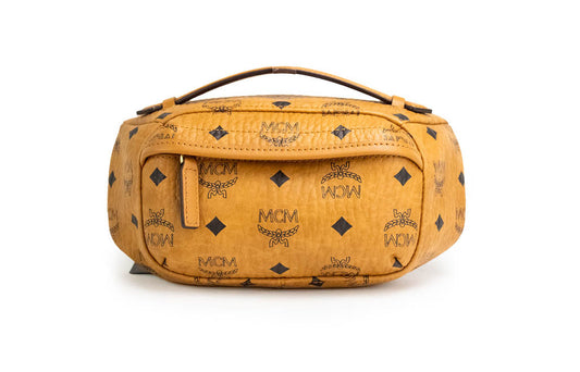 MCM Visetos Kleine Cognac Genarbte Leder Multifunktions-Gürteltasche
