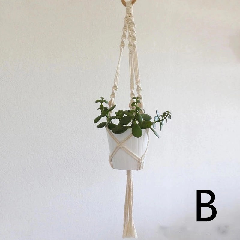 Nordic Handmade Woven Tapestry Hanging Basket Planter