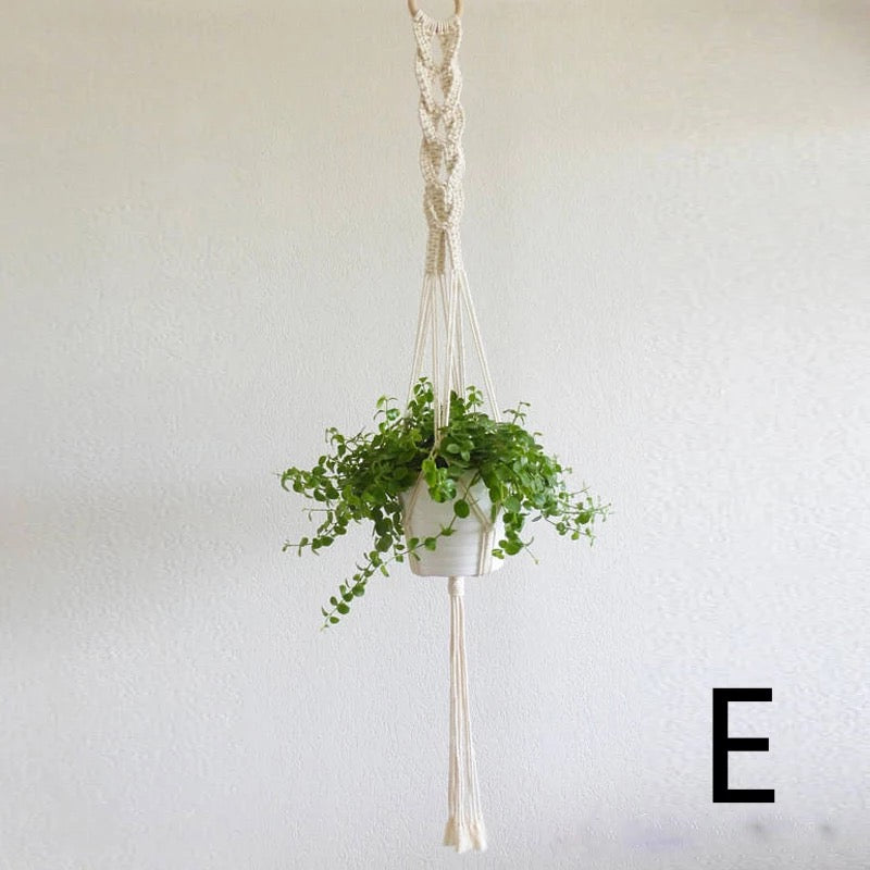 Nordic Handmade Woven Tapestry Hanging Basket Planter