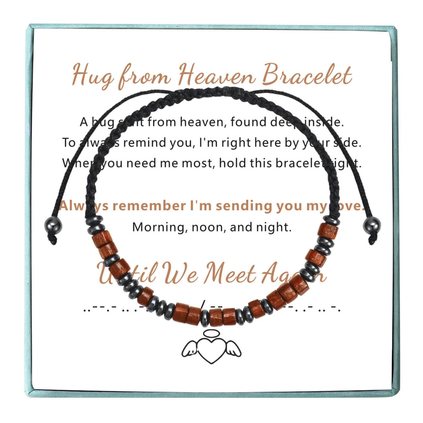 Coolvy Hug from Heaven Bracelet Morse Code Bracelets for Women Men Sympathy Gifts Loss of Loved One Until We Meet Again Memorial Bangle Remembrance Jewelry