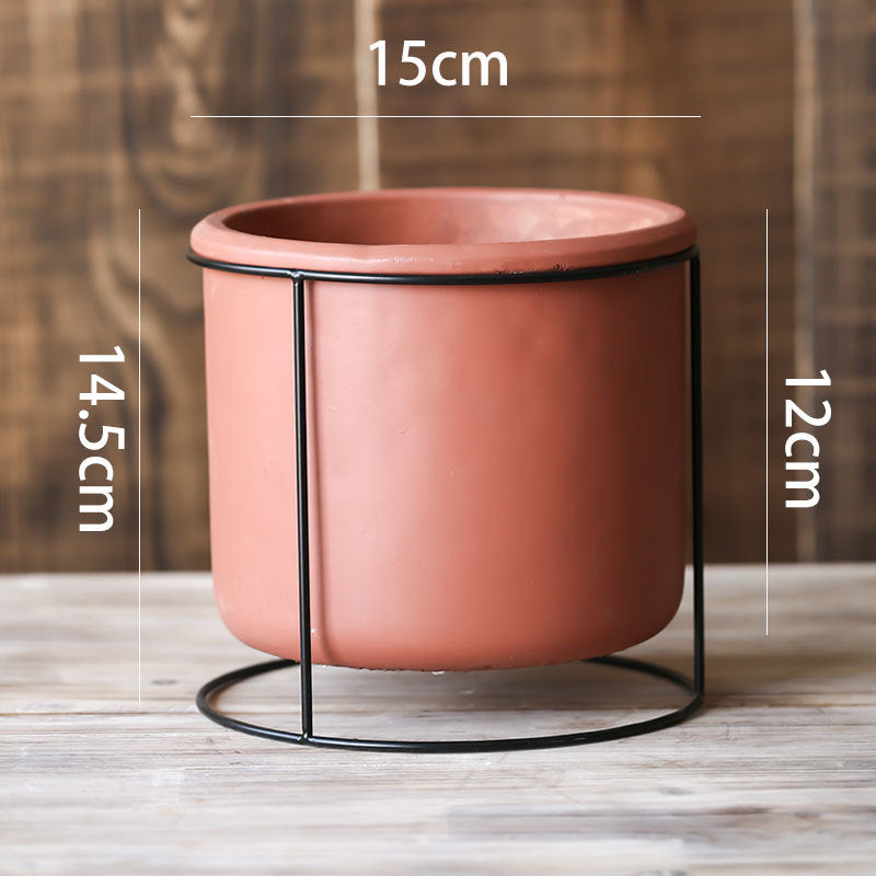 Creative Succulent Planter with Iron Stand Decor